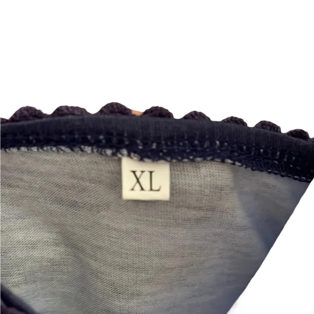 Unbranded Colorblock Crochet Lace Sleeve Henley Shirt Size XL - Picture 9 of 9